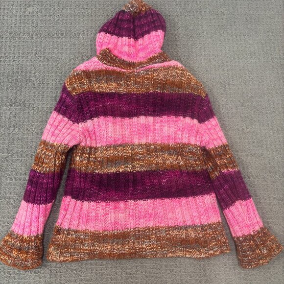 Rocky Mountain Nepal Large Zip Up Jacket Wool Knit Fleece Lined Hood Pockets Y2K - Picture 2 of 11